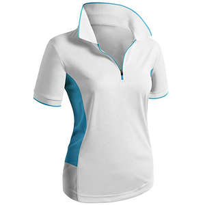 Polo de Mujer de Alta Calidad, Personalizado OEM ODM, Manga Corta, Secado Rápido, Corte Deportivo, Ribete Azul, Largo Regular, para Primavera/Verano - Product Image 2