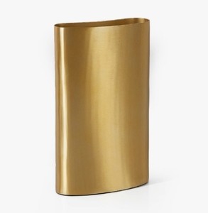 Vase en métal finition or moderne - Élégant récipient floral rectangulaire incurvé pour la décoration de la maison de luxe et l'accentuation du salon - Product Image 1