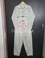 Ensemble pyjama 2 pièces pour femme, élégant et luxueux, en coton tricoté imprimé floqué, chemise à manches longues et pantalon long jusqu'aux chevilles, séchage rapide