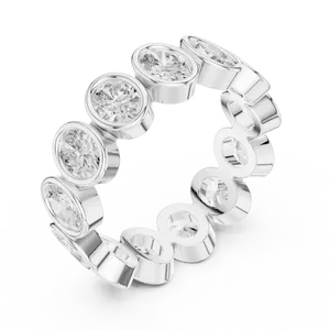 Bague Éternité Unisexe en Argent 925 avec Diamants de Laboratoire Taille Poire Est-Ouest 6,40 CTW Couleur E, Bord Festonné, Bijou Cocktail - Product Image 2