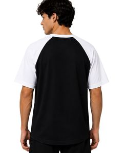 Manufacturer Black And <b>White</b> Raglan T Shirt For Men Short Sleeve Crew Neck Cotton <b>Tee</b> Custom Casual Streetwear Color Block Top - Product Image 2