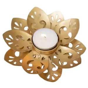 Silver Metal Palm Leaf Cutout <b>Tealight</b> Candle Holder Tropical Leaf Pattern Candlestick Base Tabletop Wholesale - Product Image 3