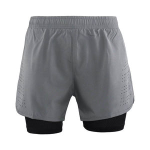 Vêtements de sport pour hommes, shorts de course à compression personnalisés, double couche, écologiques, respirants, en polyester - Product Image 3
