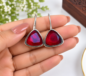 Export Quality Oxidized <b>Silver</b> Red Stone Fashion <b>Earrings</b> for <b>Women</b> Bulk Supplier | Direct Factory Manufacturer - Product Image 3