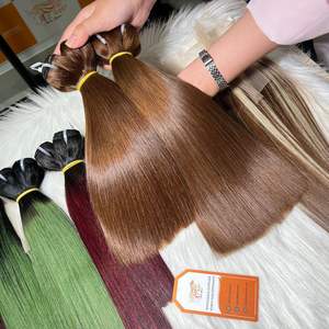 Extensiones de cabello liso de hueso de Color marrón chocolate sedoso Donantes vietnamitas Long-Span Raw 12A Grado Precio de fábrica barato - Product Image 3