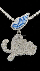 Personalizado hecho a medida gran oferta letra fuente nombre grande 925 plata esterlina VVS diamante helado personalizado Hip Hop IGI certificado - Product Image 3