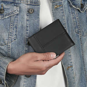 Portefeuille court en cuir véritable pour homme, en cuir de vachette pleine fleur, style vintage, avec plusieurs fentes pour cartes, anti-vol, en polyester - Product Image 3