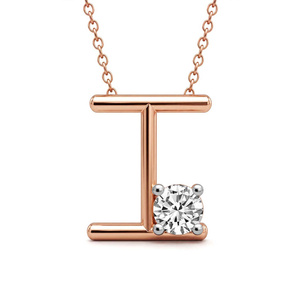 10k/14k <b>Solid</b> <b>Gold</b> Minimal I Alphabet Initial Letter <b>Pendant</b> Necklace High Quality Round Shaped Side Lab Grown Diamond <b>Pendant</b> - Product Image 2