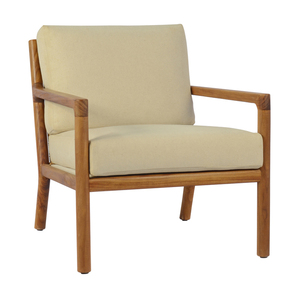 Fauteuil lounge en teck massif avec coussin rembourré doux, imperméable et écologique, conçu pour le confort du salon contemporain - Product Image 1