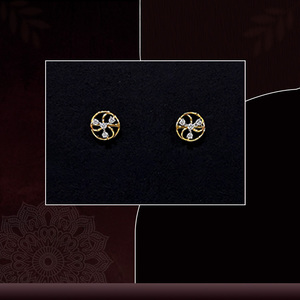 Boucles d'oreilles en diamant de laboratoire 0,12 carat, design spécial pour la Journée de la Femme, clarté VVS-VS, certifiées HRD, or massif 9 carats, taille brillant - Product Image 1
