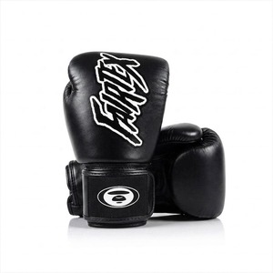 Fairtex Black Boxing Gloves Professional Muay Thai Kickboxing MMA Training Sparring Fight Gloves with Custom Logo - Product Image 1