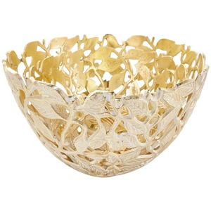 Cuenco de latón dorado con diseño de hojas, perfecto para decoración con velas flotantes, estilo spa elegante y centro de mesa para crear ambiente en el hogar. - Product Image 1