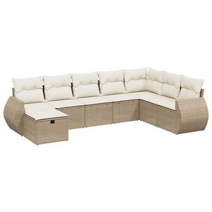 Grand ensemble de canapés de jardin en polyrotin beige et acier thermolaqué - Product Image 2