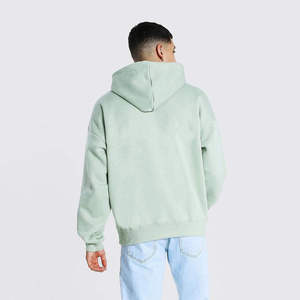 Custom Logo Oversized Heavyweight Hoodie Streetwear Blank Plain Sage Green <b>Pullover</b> <b>Men</b> Cotton Fleece Wholesale Sweatshirt - Product Image 3