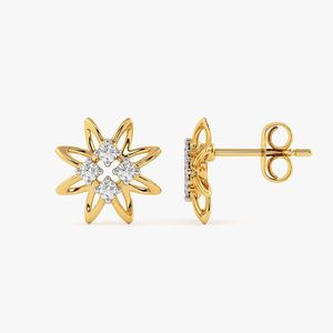Pendientes de Oro Amarillo con Diamantes Cultivados en Laboratorio en Forma de Estrella Floral - Product Image 5