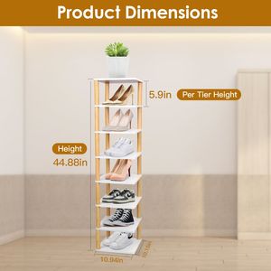 Scarpiera in Legno a 8 Livelli, Organizzatore Salvaspazio per Ingresso, Torre Portascarpe Angolare per Casa o Corridoio - Product Image 6