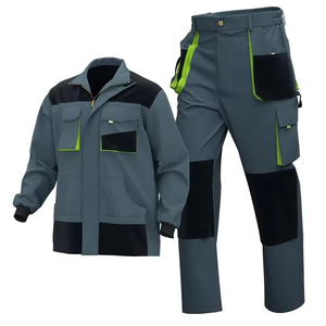 Conjunto de Chaqueta y Pantalones de Trabajo de Poliéster para Hombre, Color Negro y Gris, Resistente a la Abrasión, para Todas las Temporadas, Uso Profesional - Product Image 3
