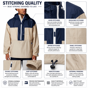 Chaqueta Cortavientos con Capucha para Hombre, Personalizada con Logotipo, 100% Nailon y Spandex, Estilo Anorak, Tallas Grandes, Venta al Por Mayor - Product Image 3