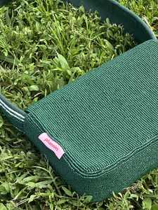 Sac à main rectangulaire vert fait main avec broderie de football, art textile, artisanat, broderie polyester, lavable, usage quotidien - Product Image 5