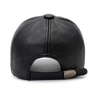 Gorra de Béisbol Unisex de Cuero PU, 6 Paneles, Ajustable, Color Sólido, Estilo Casual para Adultos - Product Image 3