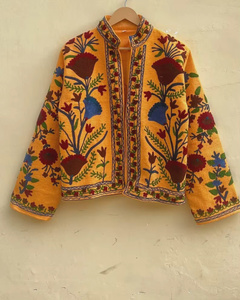 Indian Suzani Embroidery <b>Vintage</b> Reversible Bomber Velvet Autumn/Winter <b>Jacket</b> Women Floral Quilted 100% Velvet at Factory Price - Product Image 3