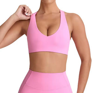 Sujetador deportivo sencillo personalizado para mujer, con espalda hueca y transpirable, ligero, para gimnasio, entrenamiento, yoga, fitness, tallas grandes, al por mayor - Product Image 1