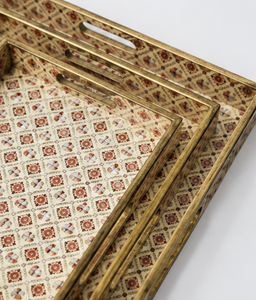 MDF Enamel Floral Serving Tray Handmade Indian <b>Decorative</b> Rectangular Tray for Home Hotel Restaurant Wedding Wholesale - Product Image 6
