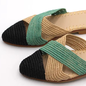 Sandales en raphia faites à la main, chaussures de plage d'été, ballerines marocaines - Product Image 1