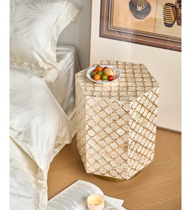 ILAHI's Bone Inlay <b>Table</b> Modern Design Agate Detailing <b>Storage</b> Portable Home Furniture - Product Image 5