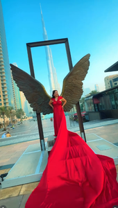 Nouvelle Robe de Soirée Rouge Élégante pour Séance Photo en Ville, Robe Longue Fluide en Satin de Luxe avec Traîne pour Photographie de Voyage - Product Image 3