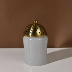 Quemador de incienso Bakhoor de mármol puro decorativo, color blanco natural, al por mayor, con red de acero, quemador de Bakhoor natural. - Product Image 2