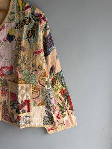 Women's Embroidered Floral Kantha Vest Cotton Waistcoat Button Front <b>Patchwork</b> <b>Jacket</b> With Pockets for Winter gift for her - Product Image 3