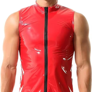 Débardeur en similicuir brillant pour homme – Effet mouillé, style décontracté, en PVC, sans manches - Product Image 1