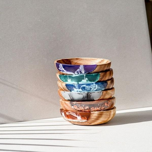 Elegant Crystal <b>Clear</b> <b>Resin</b> Crafts Nature-Inspired Epoxy Bowls with Natural Wood Warmth and Luxury Style - Product Image 4