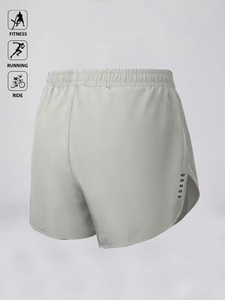 Custom Polyester Quick Dry Men's Light Gray Polyester Quick Dry Running <b>Shorts</b> Elastic Waist Solid Color Casual Sport <b>Short</b> - Product Image 2