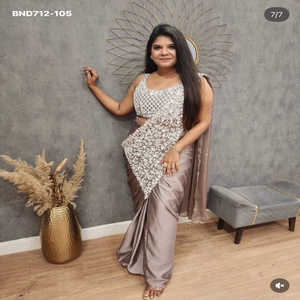 Sari de Seda Rangoli de Diseño Moderno y Excelente Calidad con Bordado y Lentejuelas, Conjunto de Sari y Blusa, Proveedor y Exportador Mundial - Product Image 1