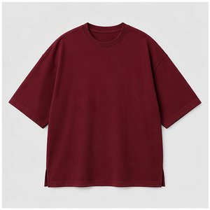 Custom Oxblood Red Cotton Modal Cocoon <b>Mens</b> Oversized Short Sleeve Crew Neck T-Shirt MTS-OVR-0036 - Product Image 1