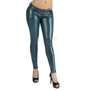 Pantalon en cuir pour femme, coupe régulière, cuir de vachette souple de haute qualité, taille mi-haute, décontracté, hiver, élégant, multi-poches, faible MOQ - Product Image 6