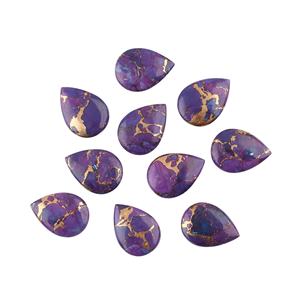 Pierre précieuse naturelle lâche de qualité supérieure, turquoise cuivrée violette stabilisée, forme poire lisse briolette 12x16mm, certifiée par un tiers - Product Image 6