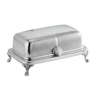 Plateau à fromage en acier inoxydable de style unique avec couvercle, beurrier plaqué argent, pour la cuisine et la table à manger - Product Image 2