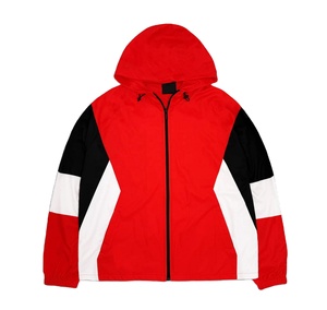Veste coupe-vent à capuche personnalisée de haute qualité pour homme, veste coupe-vent légère à blocs de couleur avec fermeture éclair - Product Image 1