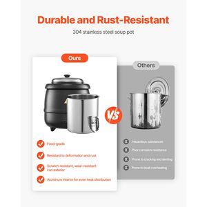 Scaldavivande Elettrico Commerciale 10QT in Acciaio Inox 304 con Pentola Interna Rimovibile, Attrezzatura per Mantenere Caldo 95~176°C - Product Image 3
