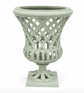 Sage Green Powder Coated Cast Aluminum Weather Resistant Garden Urn Vase <b>Planter</b> for Indoor <b>Outdoor</b> Home Garden Wedding Hotel - Product Image 4