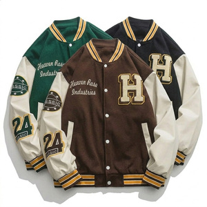 Blouson universitaire brodé de haute qualité pour homme, respirant, style Letterman, avec boutons-pression, streetwear, vente en gros, OEM 2026 - Product Image 1