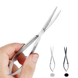 Ciseaux à ongles professionnels à ressort, en acier inoxydable, lame incurvée, outil de coupe de précision pour cuticules, manche en acier, logo personnalisé - Product Image 4