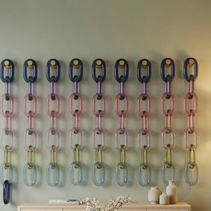 Sculpture murale en résine colorée à maillons de chaîne, décoration d'intérieur moderne abstraite, artisanat géométrique, décoration en moulage - Product Image 3