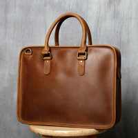 Sac messager pour ordinateur portable en cuir véritable vintage de haute qualité, fermeture éclair, grande capacité, imperméable, léger, pour hommes, bureau, polyester