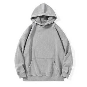 Sweat à capuche polaire vintage délavé surdimensionné pour homme – Coupe ample épaisse avec poche kangourou - Product Image 5