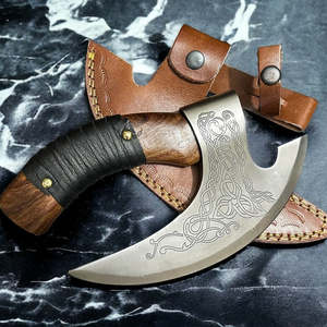 Hacha Tomahawk Hecha a Mano con Hoja de Acero al Carbono y Mango de Madera, Diseño Vikingo, Hacha para Cortar Pizza de 7 Pulgadas de Largo, Suministros UA - Product Image 4
