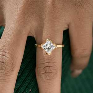 Premium 2.01CT Princess Cut <b>Diamond</b> Floral <b>Ring</b> For Women 18K Solid Gold Wedding Party Surprise Gift For Lovers - Product Image 6